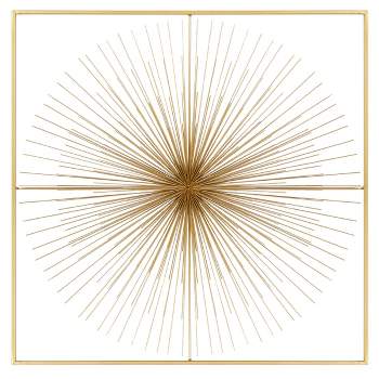 Metal Starburst Handmade Large 3D Wall Decor with Gold Frame Gold - CosmoLiving by Cosmopolitan