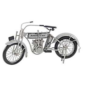 HomeRoots 6" White Metal Hand Painted Model Motorcycle Tabletop Sculpture - 1 of 4