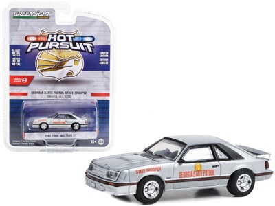 1982 Ford Mustang GT Silver Metallic "Georgia State Patrol State Trooper" "Hot Pursuit" 1/64 Diecast Model Car by Greenlight
