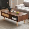 ALEXOUN 41.3 Inch Coffee Table with Storage & Sliding PE Rattan Door, Solid Wood Legs,for Living Room, Apartment - 2 of 4
