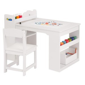 Art Table and Chairs Set, Wooden Activity Desk with Large Storage, Multi-Functional Art Desk - 1 of 4