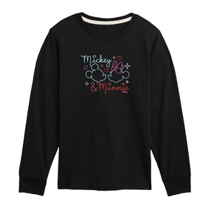 Boys' - Disney - Mickey & Minnie Together in Neon Long Sleeve Graphic T-Shirt - 1 of 4