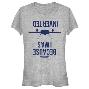 Juniors Womens Top Gun Because I Was Inverted T-Shirt - 1 of 4