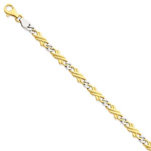 Black Bow Jewelry 14k Yellow and White Gold, 6mm Fancy Link Bracelet, 8 Inch - 1 of 4