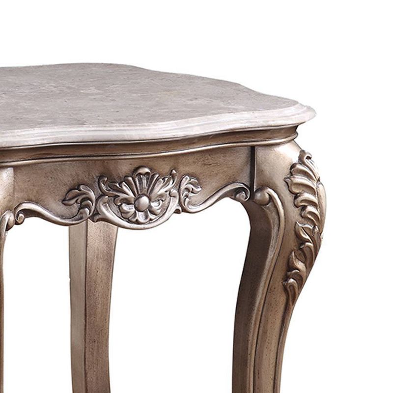 26&#34; Jayceon Accent Table Marble Top/Champagne - Acme Furniture, 4 of 8
