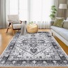 Washable Area Rug Vintage Distressed Rug,Thin Floor Carpet, Foldable Stain Resistant Rug, Faux Wool Rug for Kitchen, Bedroom, Living Room - 3 of 4