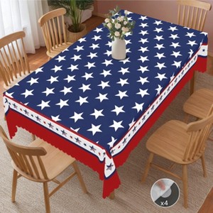 LOVEVOOK American Flag Tablecloth, Rectangle Table Cloths, Stain Wrinkle Resistant Washable Round Table Covers for Party Picnic Dinner Holiday Decor - 1 of 4