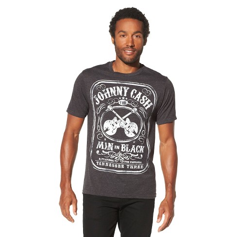 Men's Johnny Cash In Black Short Sleeve Graphic - Charcoal Heather :