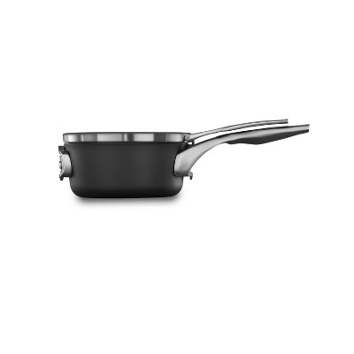 Calphalon Premier Nonstick with MineralShield 2.5qt Space-Saving Sauce Pan with Lid: Hard Anodized, Tempered Glass Lid