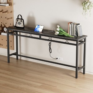 VECELO Narrow Sofa / Console Table with Charging Station & Power Outlet and USB Ports - 1 of 4