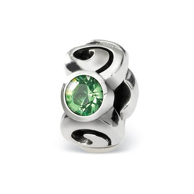 Black Bow Jewelry Sterling Silver August Crystal Birthstone, 3-Stone Bead Charm