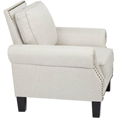 Clyde Park Off-White Linen Nailhead Accent Chair