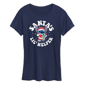 Women's - Lilo and Stitch - Santas Lil Helper Christmas Short Sleeve Graphic T-Shirt - 1 of 4