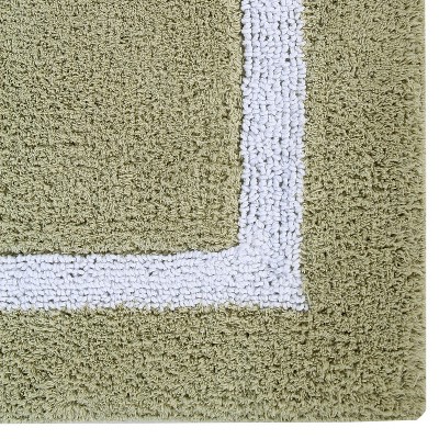 Sage and White Cotton 2-Piece Bath Rug Set