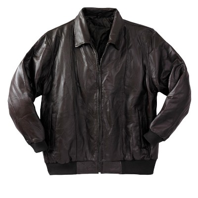 Kingsize Men's Big & Tall Embossed Leather Bomber Jacket - Tall - L ...