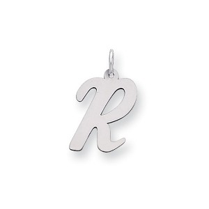 Black Bow Jewelry 14k White Gold, Madison Collection, Medium Script Initial Pendant A-W - 1 of 4