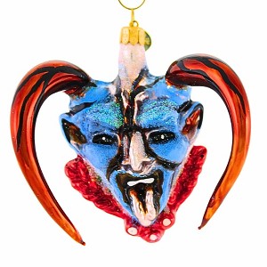 Morawski 3.5 Inch Blue Face Krampus Horns Christmas Tree Ornaments - 1 of 4