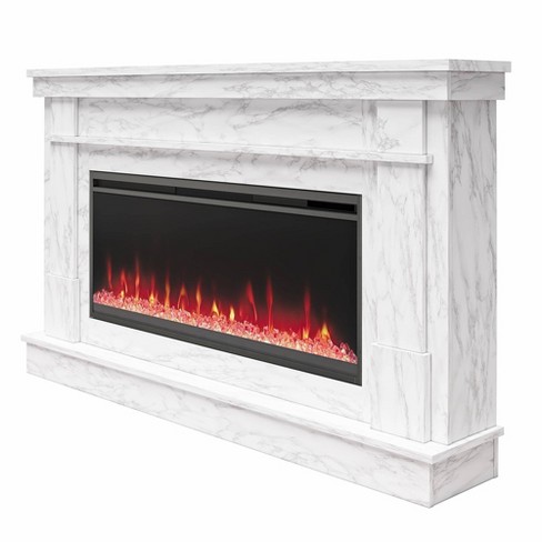 Novogratz Waverly Wide Mantel With Linear Electric Fireplace And