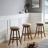29" Fenton Swivel Barstool Wire Brush Ivory - Boraam: Eco-Friendly Rubberwood, Linen Upholstery, 360° Swivel - 3 of 4
