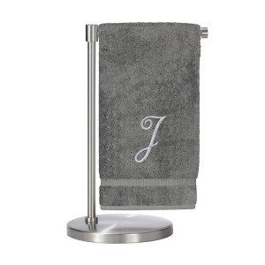 BC BARE COTTON Monogrammed Bath Towel, Personalized Gift, 27 x 54 inches - Set of 2 - Gray - Silver Script - 1 of 1