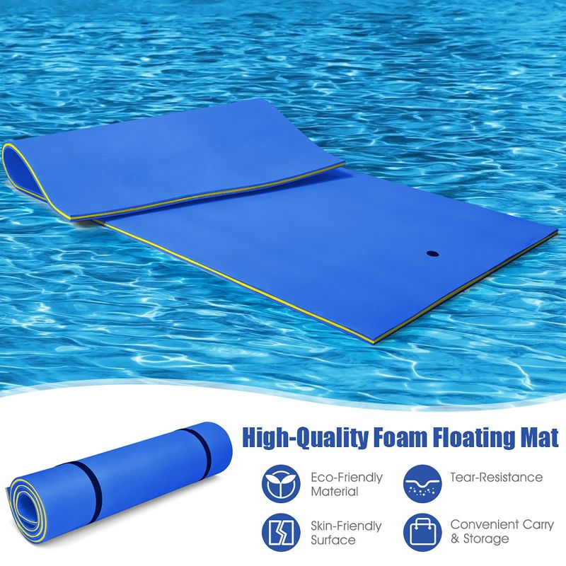 Costway 3-Layer Floating Water Pad 12' x 6' Floating Oasis Foam Mat Orange\Blue\Green, 4 of 10