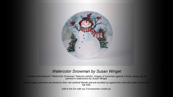 24oz 4pk Earthenware Watercolor Snowman Dessert Bowls White - Certified International, 2 of 4, play video