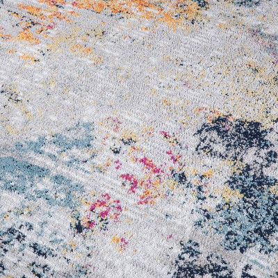 Modern Abstract Multicolor Synthetic 5' x 7' Area Rug