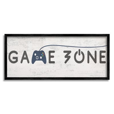 Stupell Industries Game Zone Video Gamer Phrase Rustic Blue Controller