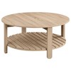 35.5" Engineered Wood Round Coffee Table with Slatted Lower Shelf for Extra Storage, Perfect for Rustic Living Rooms - 3 of 4