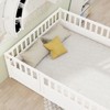 TiramisuBest Twin Size Wooden Floor Bed with Safety Barrier & Door, Secure Kids Floor Bed Frame with Integral Construction, White - 4 of 4