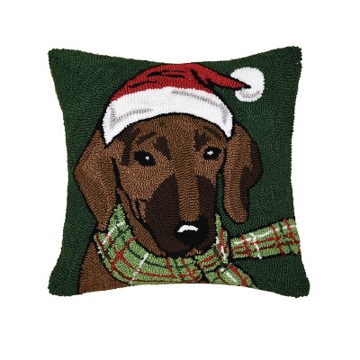 C&F Home 18" x 18" Dachshund Hooked Christmas Holiday Throw Pillow