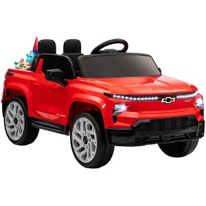 Qaba 12V Chevrolet Silverado EV RST Licensed Kids Electric Car with Parent Remote Control, Spring Suspension, Soft Start, Auxiliary Wheels, Red - 1 of 4