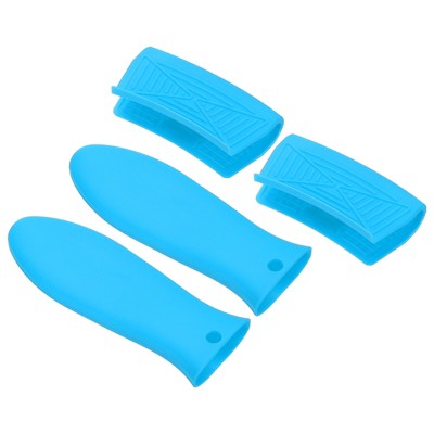 Unique Bargains Silicone Frying Cookware Pan Pot Handle Holders 4 Pcs