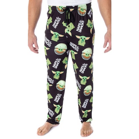 Star Wars Men's Baby Yoda Snacks And Naps Sleep Lounge Pajama Pants (XL)  Black