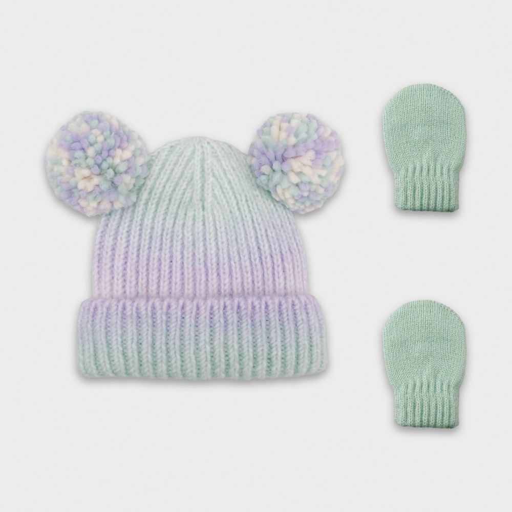 Baby Girls' 2pc Ombre Hat and Glove Sets - Cat & Jack Light Mint Green 0-6M