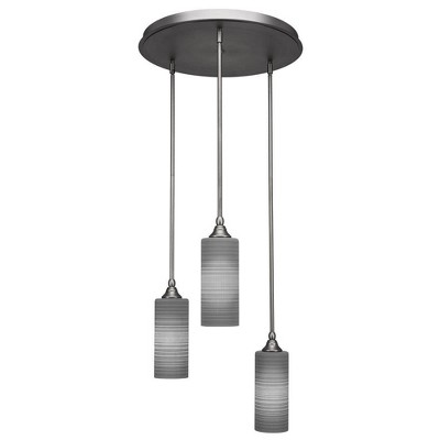 Toltec Lighting Empire 3 - Light Pendant in  Brushed Nickel with 4" Gray Matrix Shade