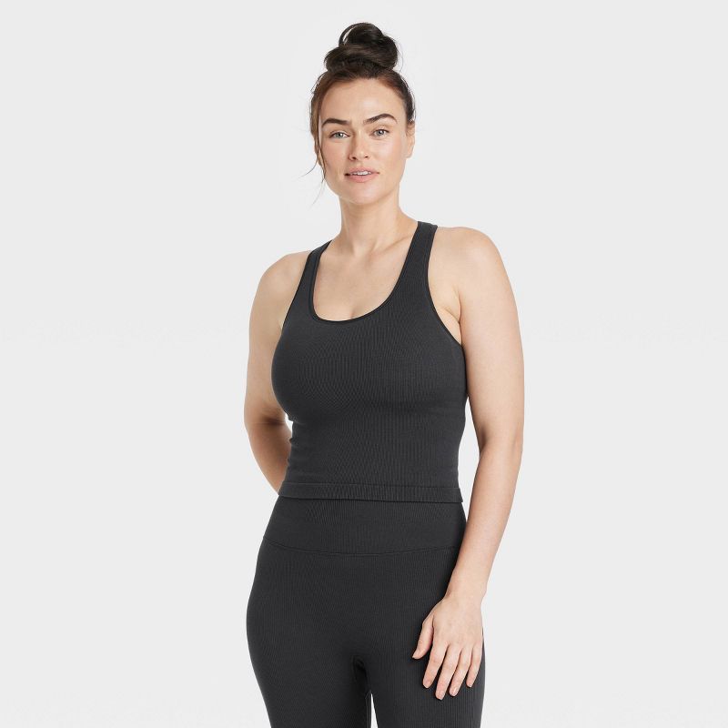 Women's Seamless Racerback Rib Tank Top - All In Motion™, 4 of 9