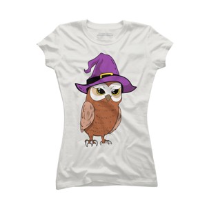 Junior's Design By Humans Owl Witch Halloween T Shirt By thebeardstudio T-Shirt - 1 of 3