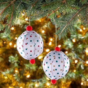 The Lakeside Collection Sets of 2 Patterned Paper Ball Ornaments - 1 of 2