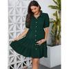 Maternity Dress Women's Casual Puff Short Sleeve Collar V Neck Button Down Tiered Pleated Mini Shirt Dress - 2 of 4