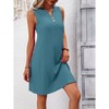 Coolmee Womens Casual Tank Dress Summer Sundress Sleeveless V Neck Button Mini Beach Vacation Dresses - 3 of 4