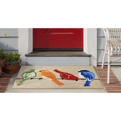 Sunflower & Birds Hand Tufted Neutral Indoor/Outdoor Rug 31"x48"