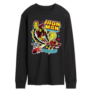 Men's - Marvel - Iron Man Sticker Style Long Sleeve Graphic T-Shirt - 1 of 4