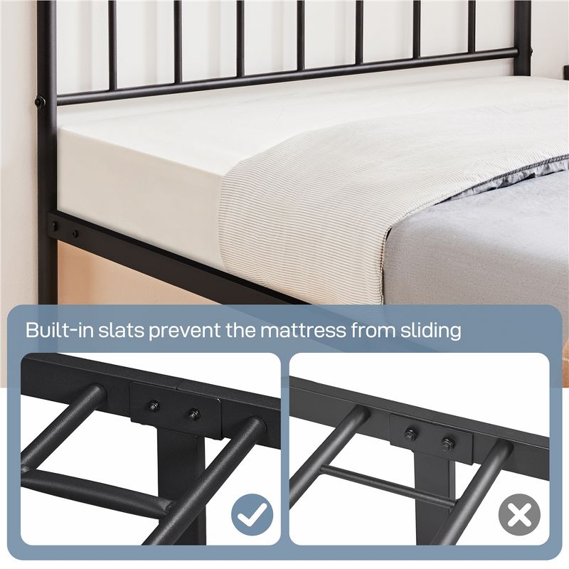 Yaheetech Metal Platform Bed Frame with Spindle Headboard and Footboard, 5 of 13