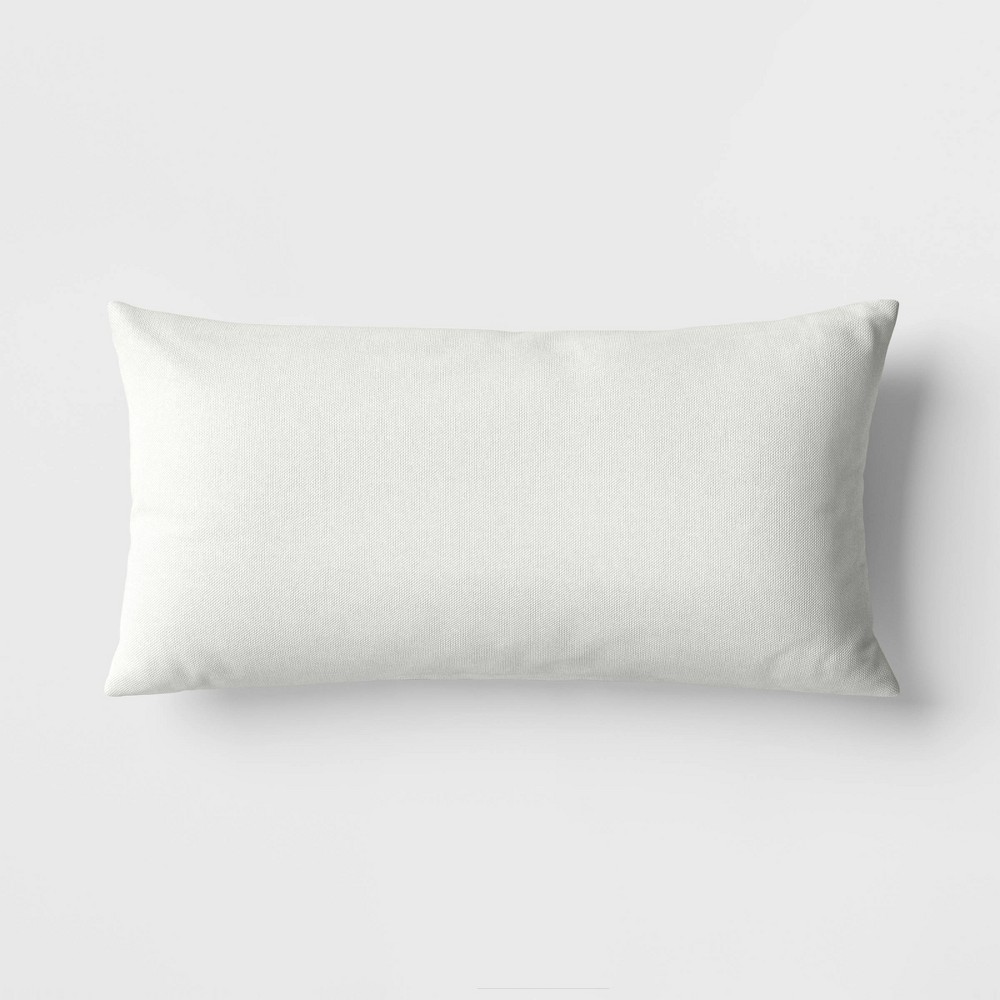 12"x24" Solid Woven Rectangular Outdoor Lumbar Pillow White - Threshold™