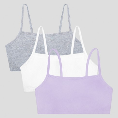Fruit Of The Loom Women's Spaghetti Strap Cotton Sports Bra 3-pack  Lilac/white/grey 32 : Target