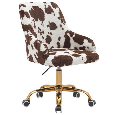 Modern leopard print Teal Velvet Swivel and Adjustable Task Chair