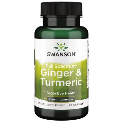 Swanson Full Spectrum Ginger & Turmeric - 2-in-1 Formula 60 Caps.