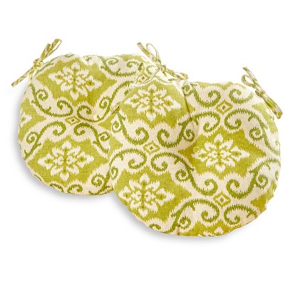 Set of Two 18" Shoreham Ikat Outdoor Bistro Chair Cushions - Kensington Garden: UV & Water-Resistant, Tufted