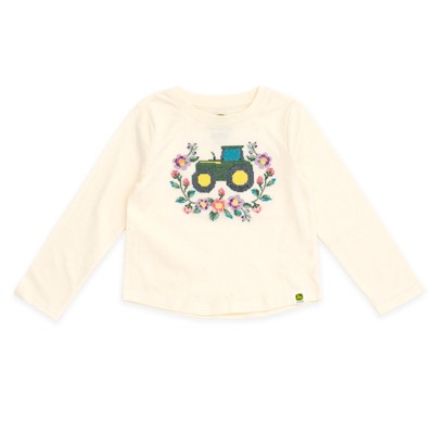John Deere Farm Tractor Girls Long Sleeve T-Shirt Toddler